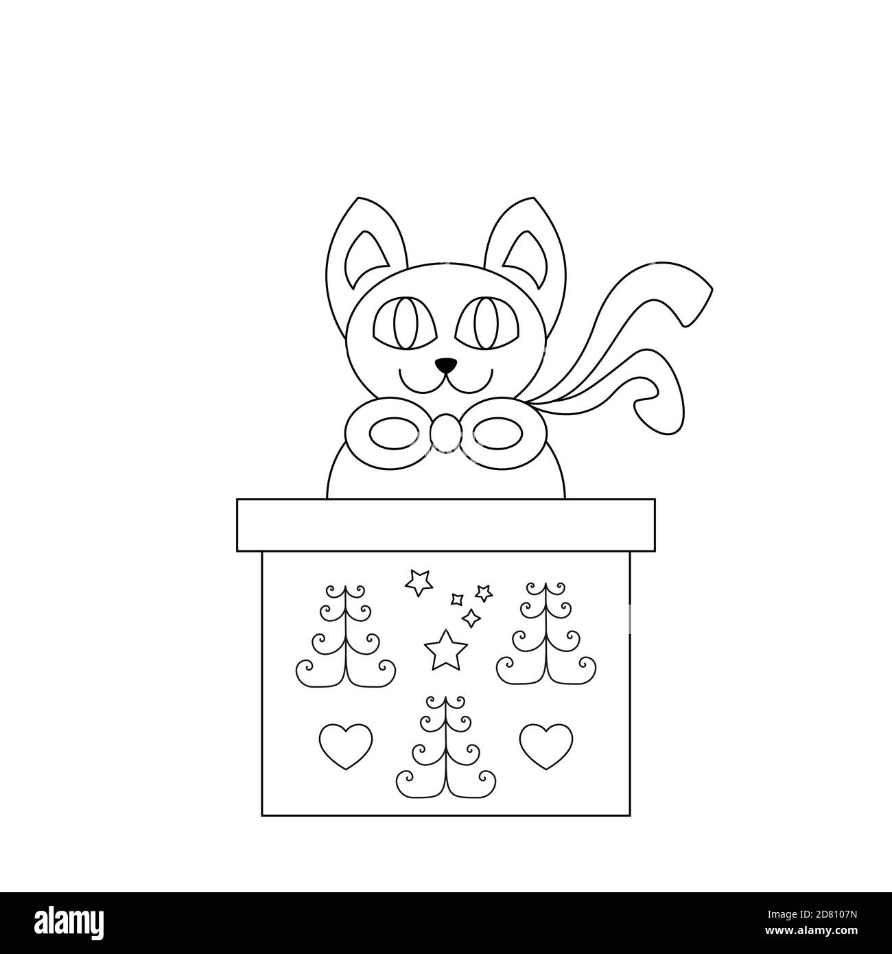 Coloring Pages Of Animals In A Box Of Presents Outline Sketch