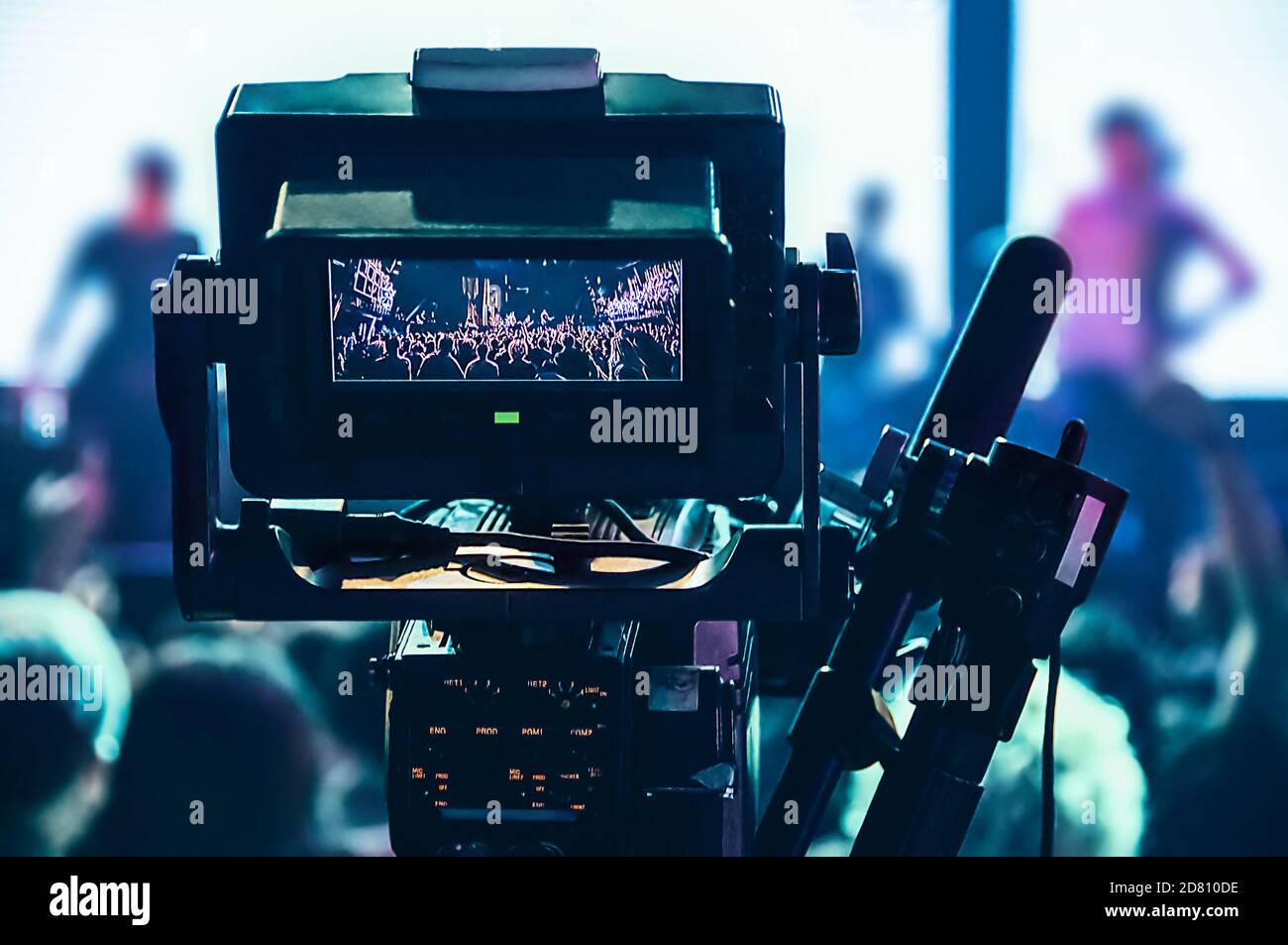 Shooting concert professional camera. View of the video camera v Stock