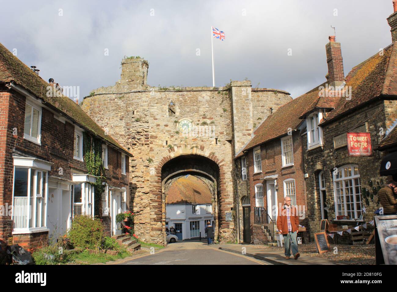 The Landgate entrance to Rye in East Sussex, Built in 1300's as part of cinque ports defense wall Stock Photo