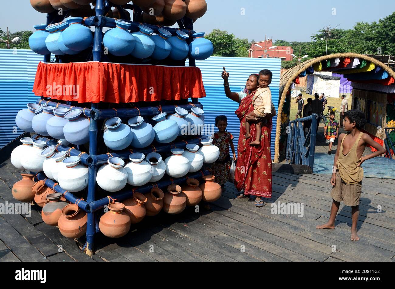 Beautiful decoration with clay pot during the Bengali great festival