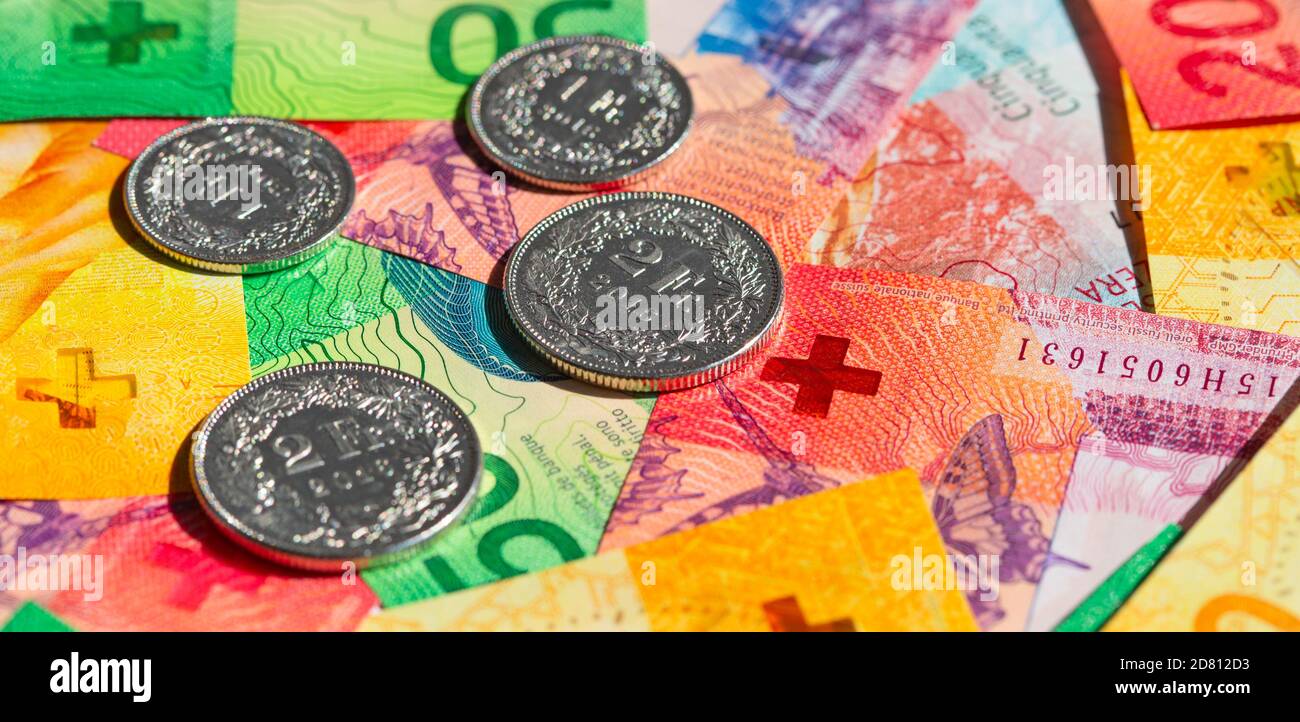 Collection of the swiss banknotes (new release issued in 2017-2019 ...