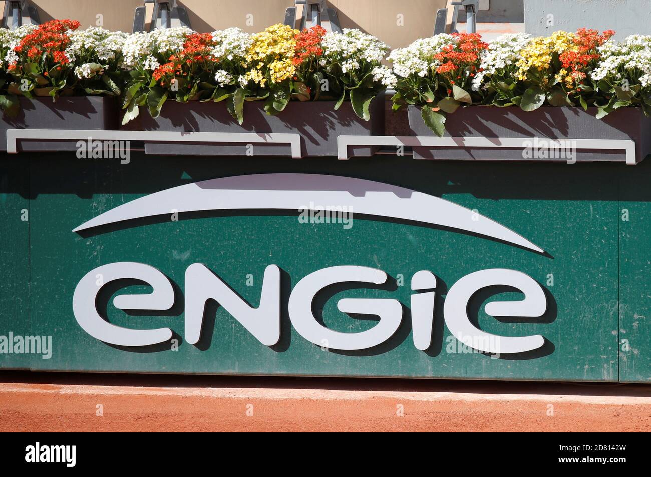 The Logo Of Engie Is Seen On Central Court At Roland Garros Stadium During The 2020 French Tennis Open In Paris France October 4 2020 Picture Taken October 4 2020 Reuters Charles Platiau Stock Photo Alamy