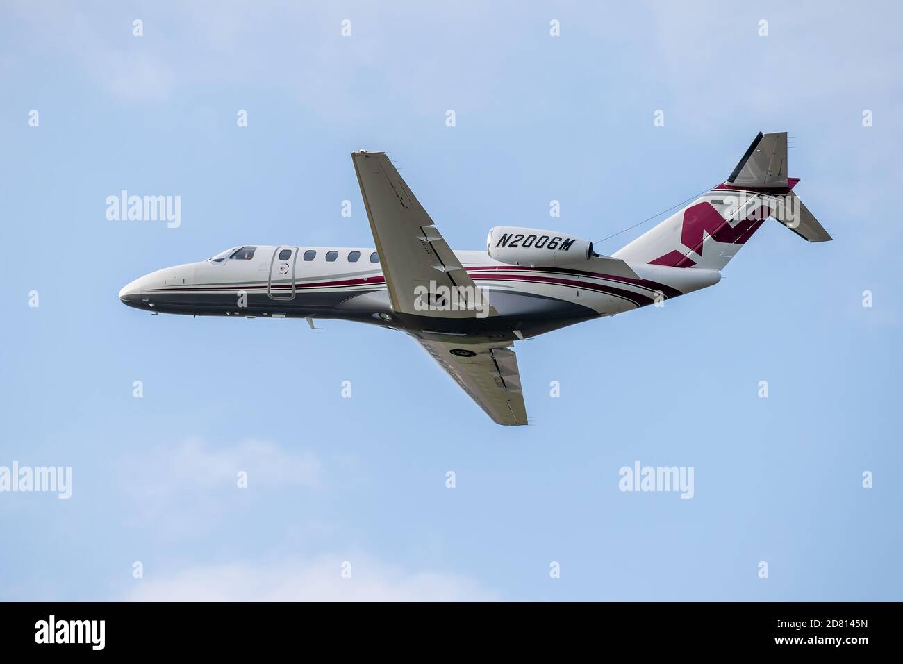 Kyiv, Ukraine - September 4, 2020:Cessna 525 Citationjet CJ3 is taking off from the airport Stock Photo