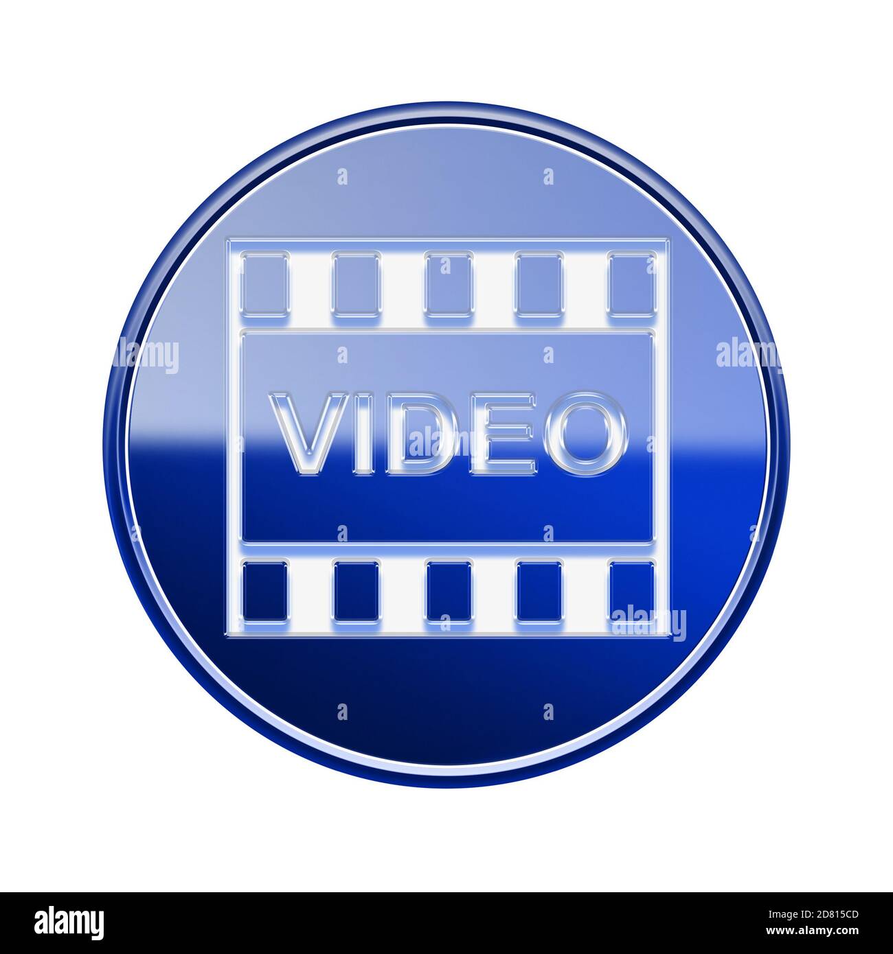 Film icon glossy blue, isolated on white background Stock Photo - Alamy
