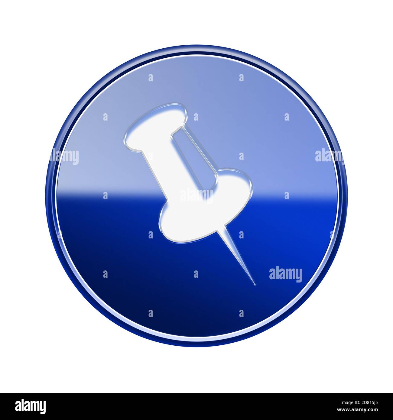 thumbtack icon glossy blue, isolated on white background Stock Photo Alamy