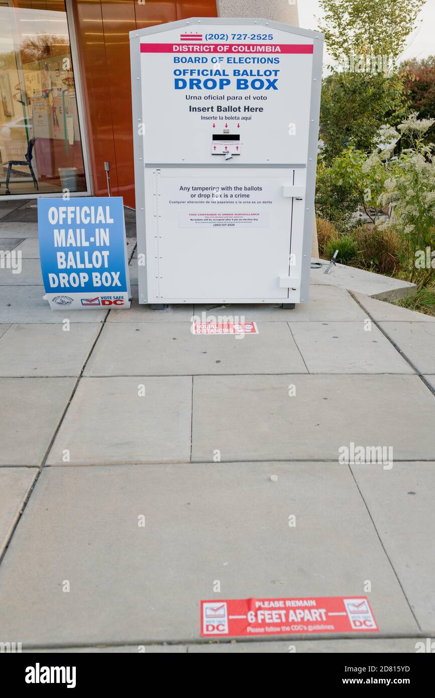 Official DC 2020 Ballot Drop Box with Social Distancing Stickers Stock