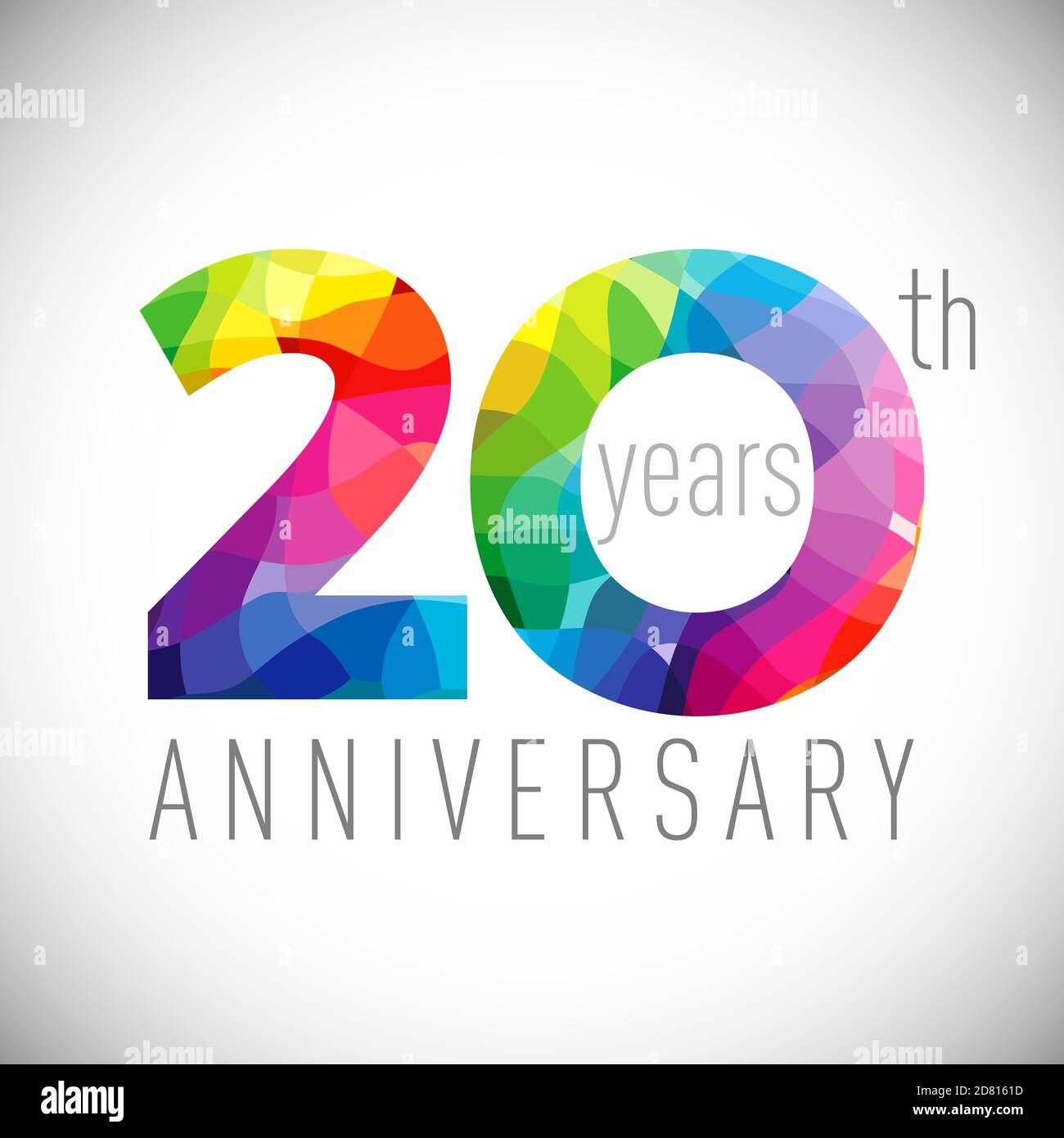 20th anniversary numbers. 20 years old logotype. Bright 20th anniversary numbers. 20 years old logotype. Bright