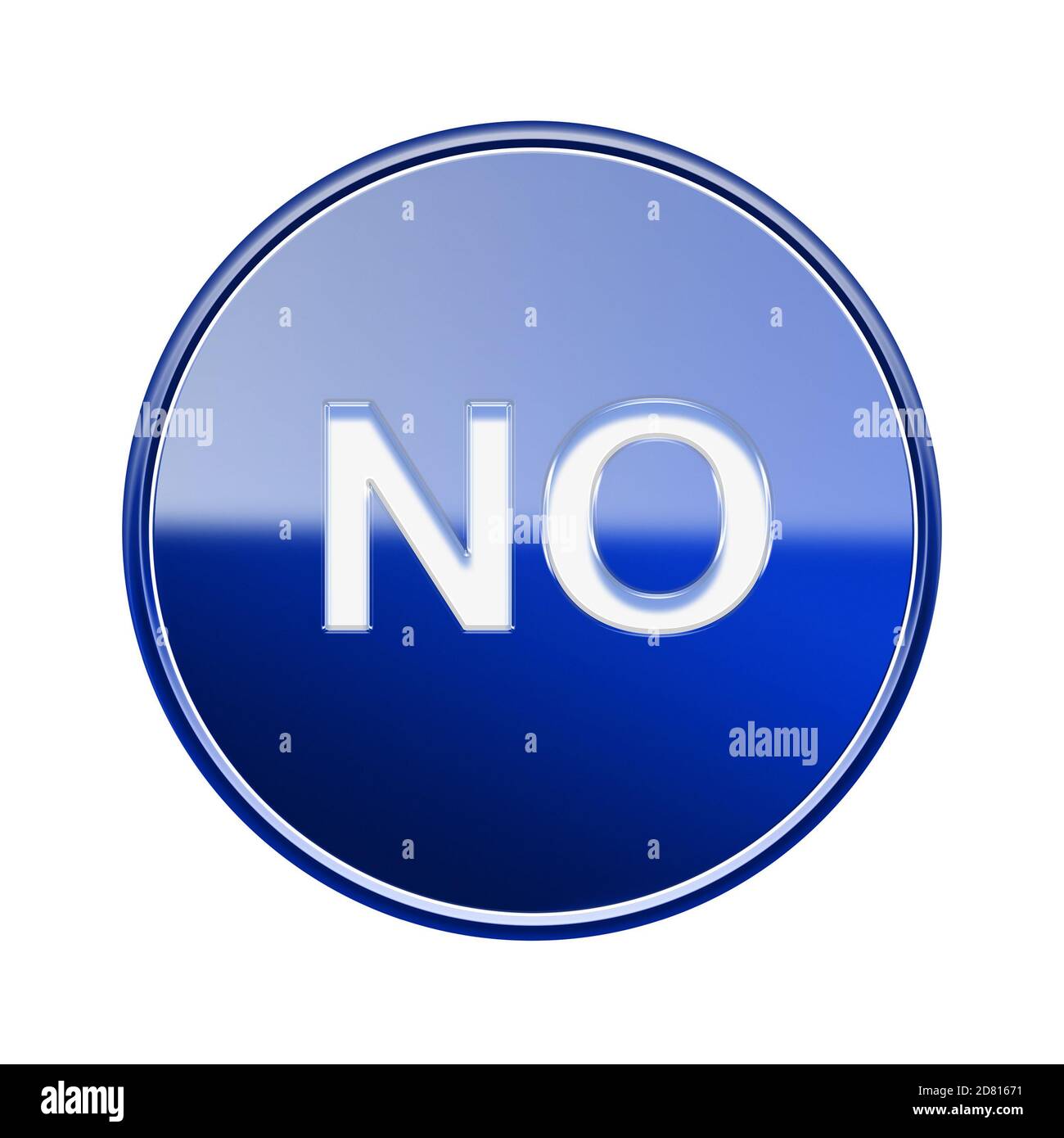 NO icon glossy blue, isolated on white background Stock Photo