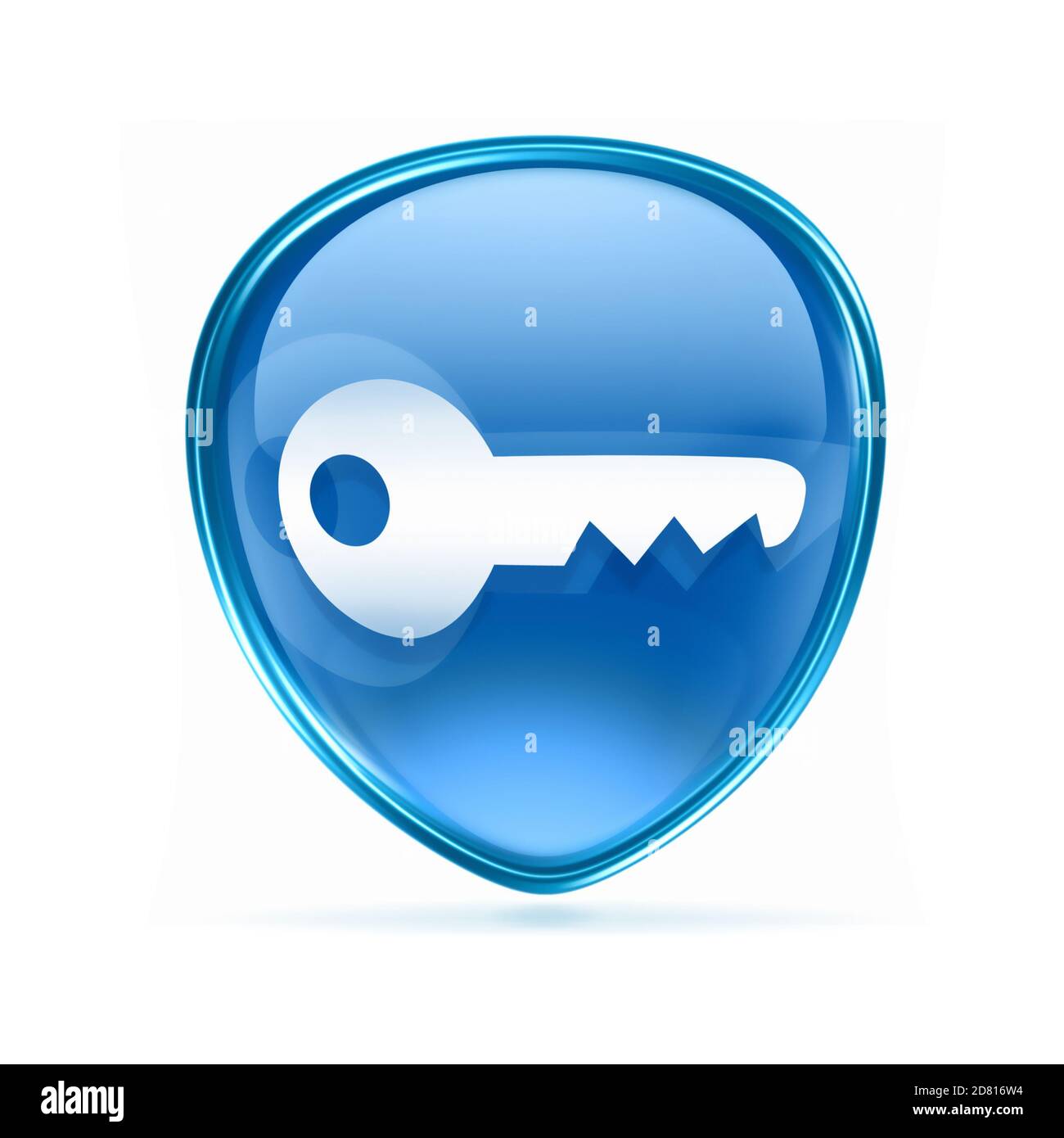 Key icon blue, isolated on white background Stock Photo