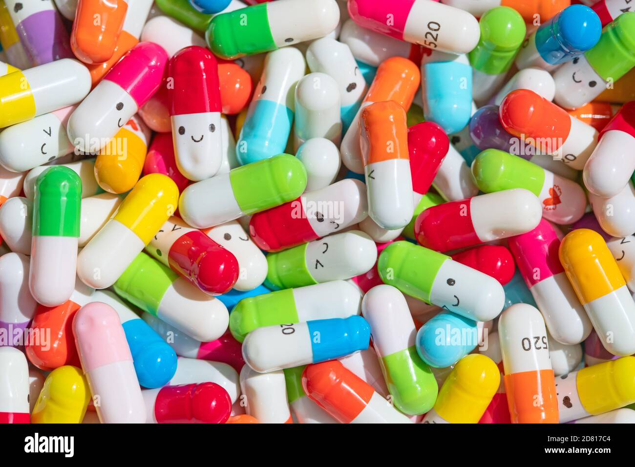 Collection of the colorful capsules with medicines Stock Photo - Alamy