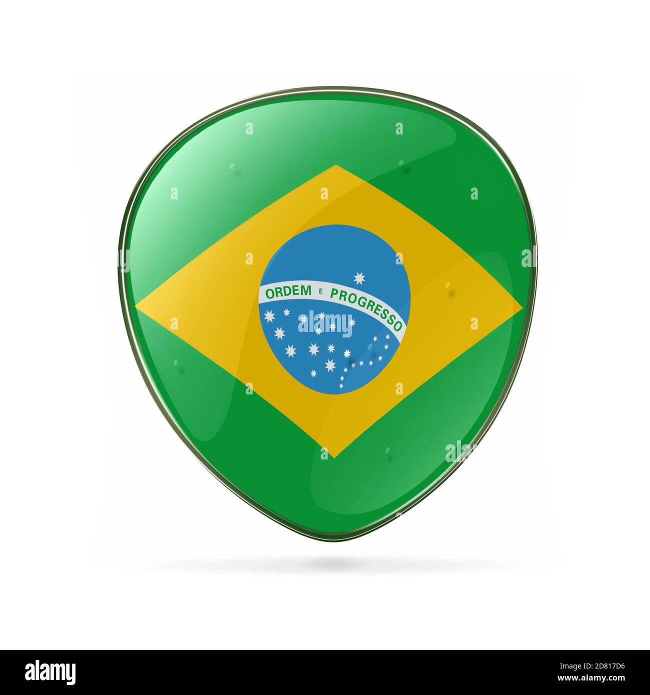 Brazil Flag Icon, isolated on white background Stock Photo - Alamy