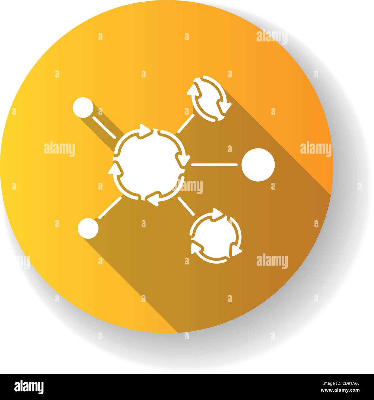 Synergetic network yellow flat design long shadow glyph icon Stock Vector