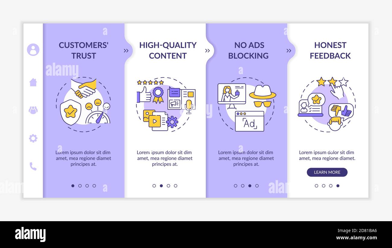 Influencer marketing advantages onboarding vector template Stock Vector