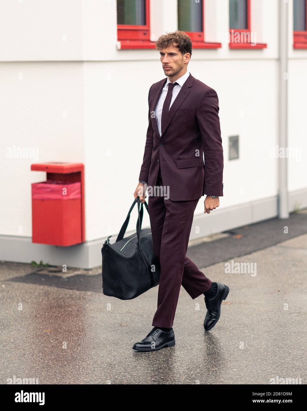 MUNICH, GERMANY - OCTOBER 26: Leon Goretzka leaves the clubhouse ahead of  the UEFA Champions League Group A stage match between FC Bayern Muenchen  and Lokomotiv Moskva at Saebener Strasse training ground