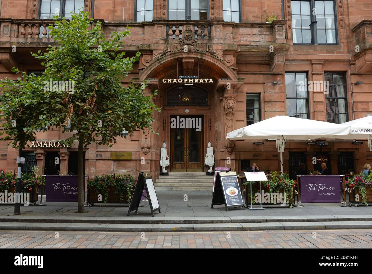 Chaophraya Thai dining restaurant entrance in Glasgow city centre, Scotland, UK Stock Photo