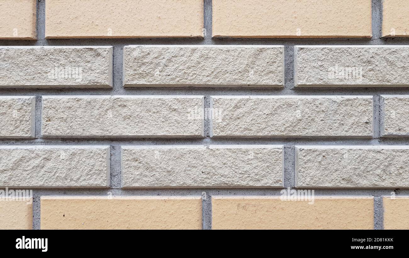 Two types of rectangular brick tiled wall. Brick pattern textured
