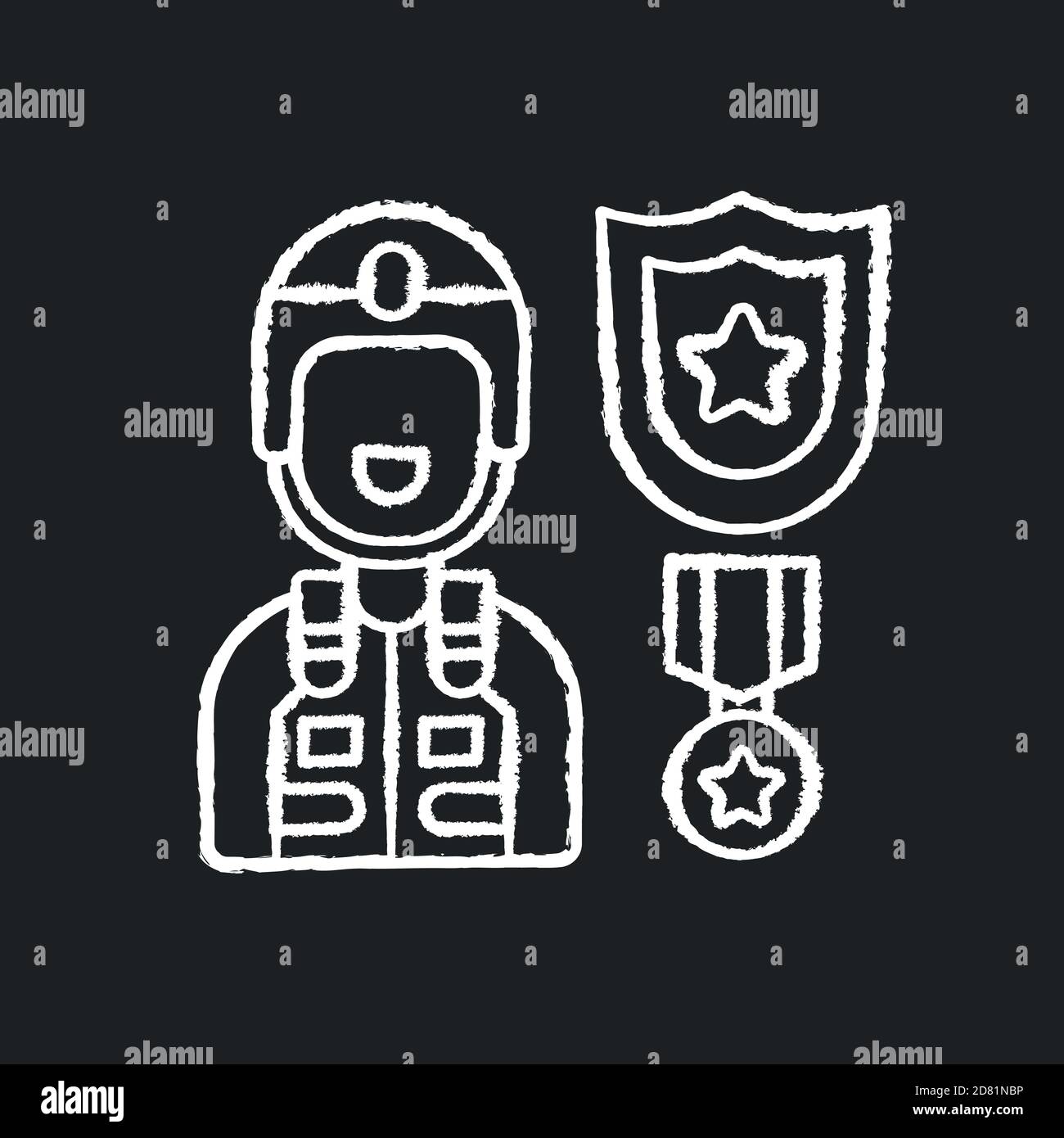 Defence industry chalk white icon on black background Stock Vector