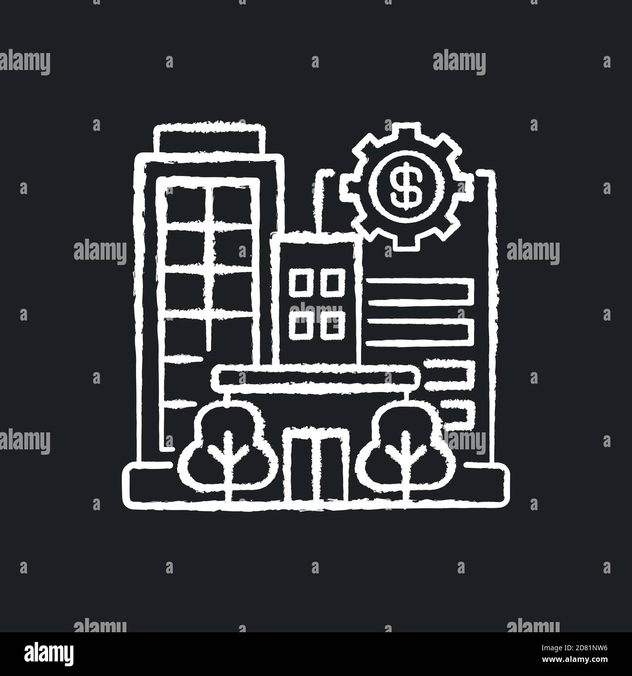 Banks and financial institutions chalk white icon on black background ...