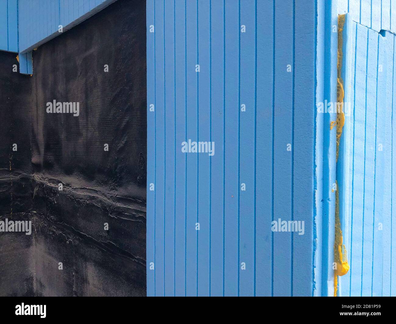 Waterproofing and thermal insulation of concrete building walls Stock