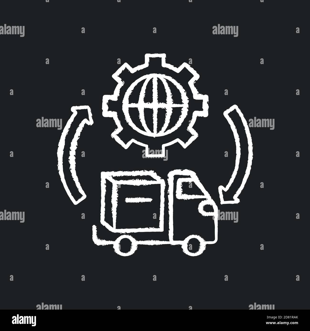 Transportation and logistics chalk white icon on black background Stock ...