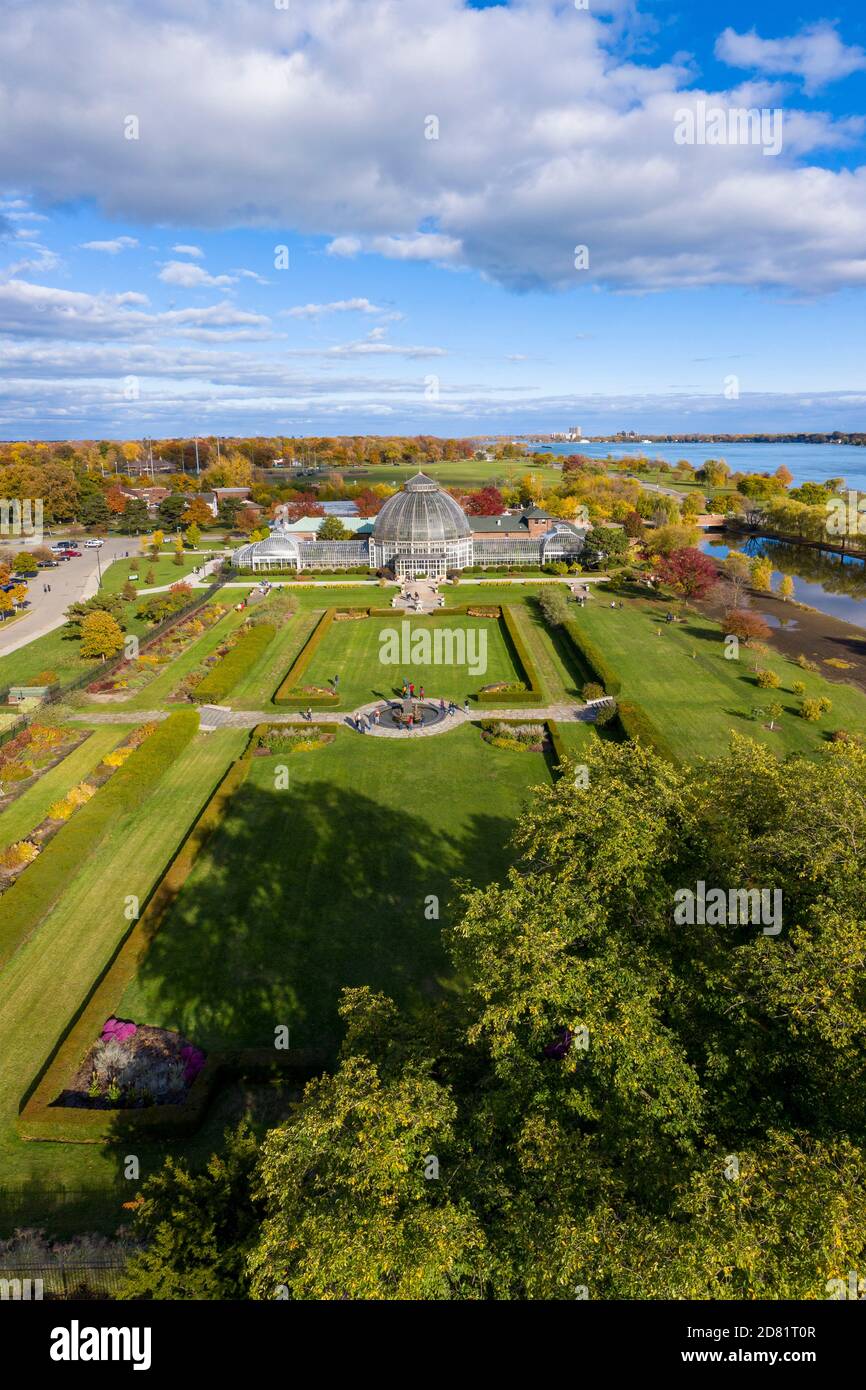 Detroit, Michigan - The Anna Scripps Whitcomb Conservatory on Belle Isle, a state park in the Detroit River.. Stock Photo