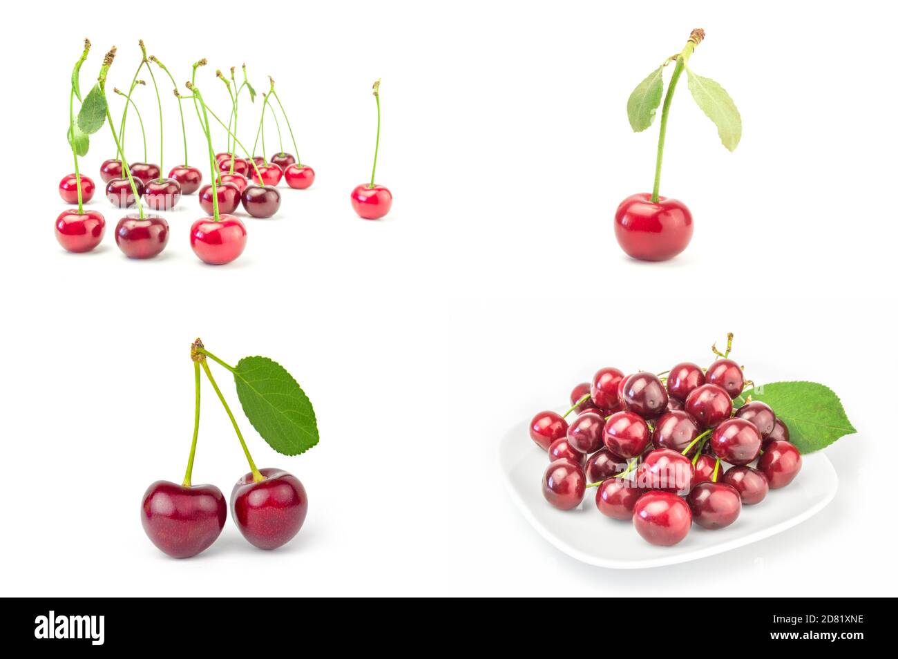 Set of Ripe cherry close-up isolated on white background Stock Photo ...