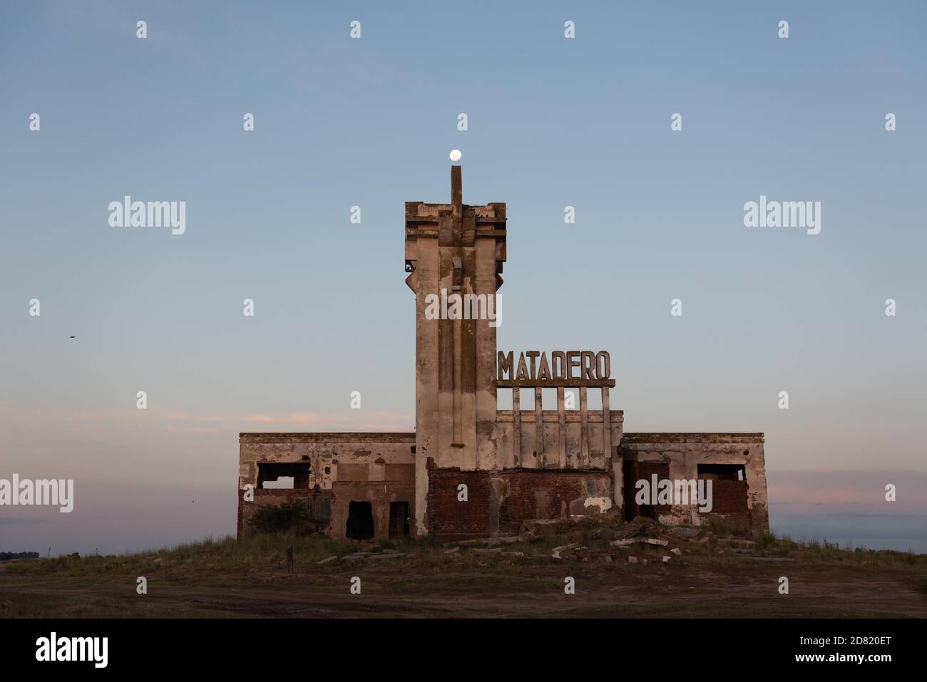View of the slaughterhouse of Epecuen, it was build by the architect Francisco Salamone in 1938. Stock Photo