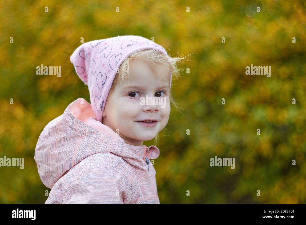portrait of a happy little girl in the park in autumn Stock Photo - Alamy