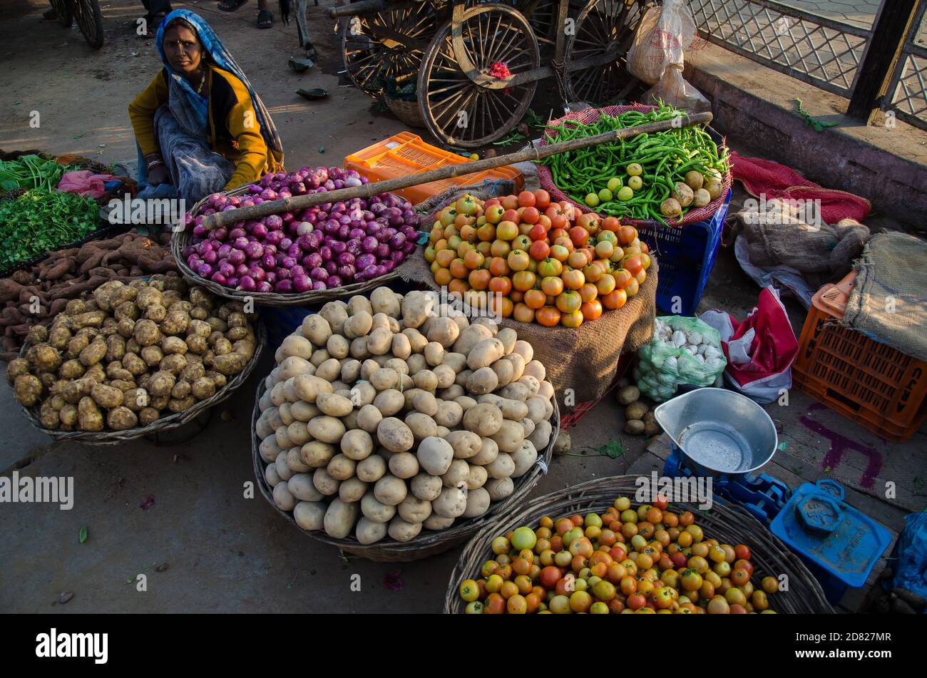 Vegetable seller in Delhi, India Stock Photo Alamy