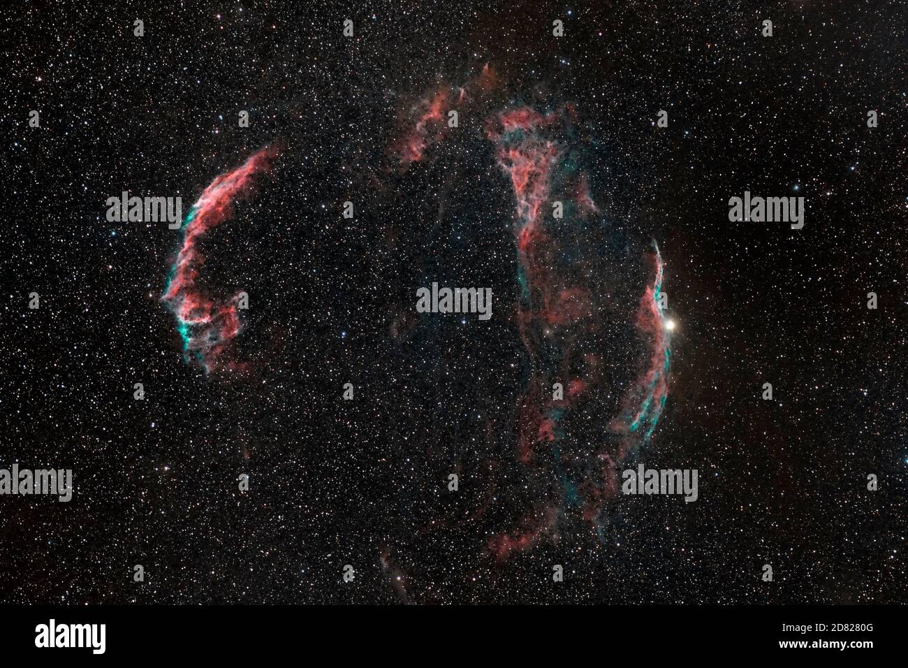 The Veil Nebula, a supernova remanent i nthe contellation of Cygnus Stock Photo