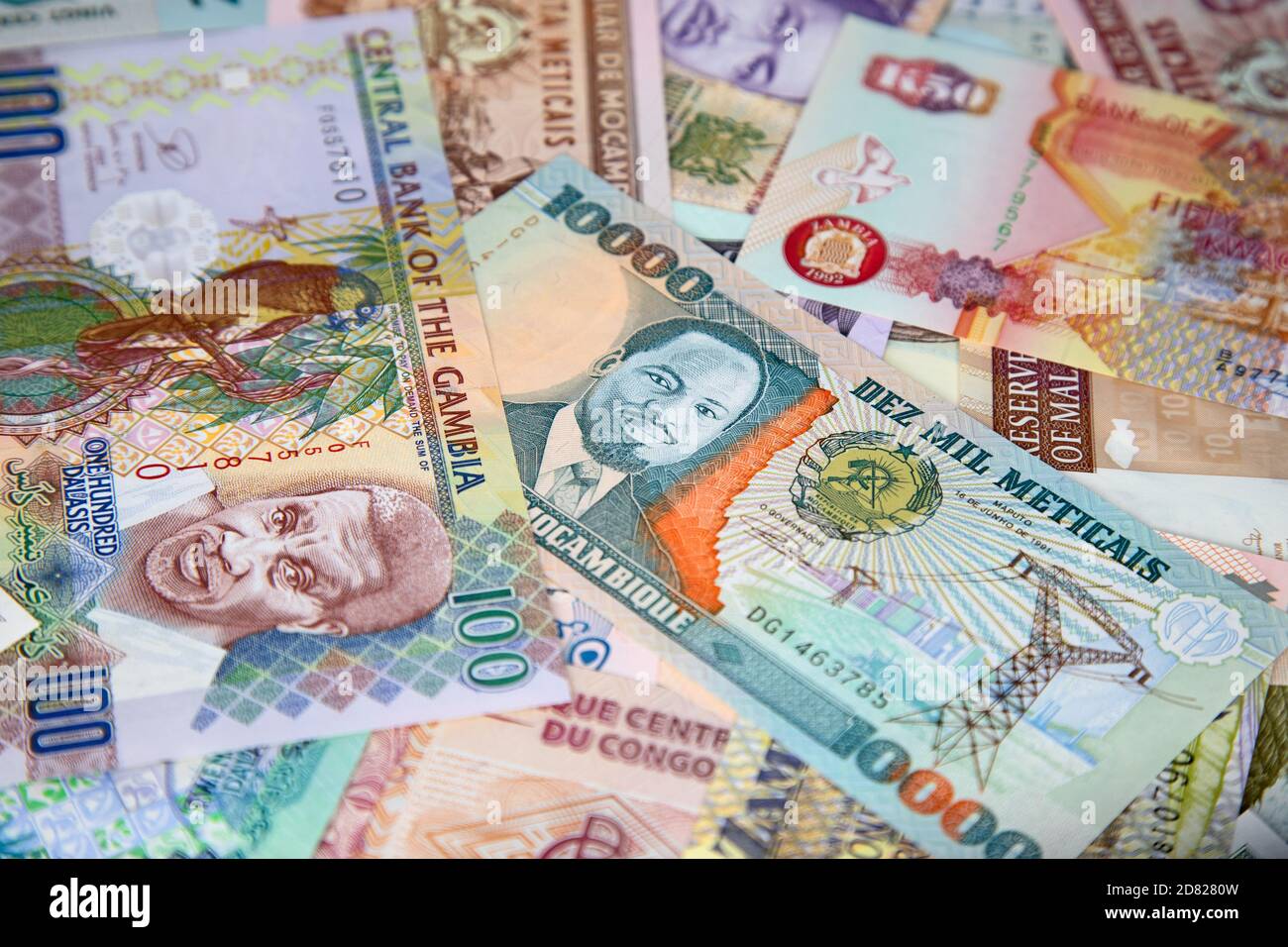 Variety of the African banknotes Stock Photo