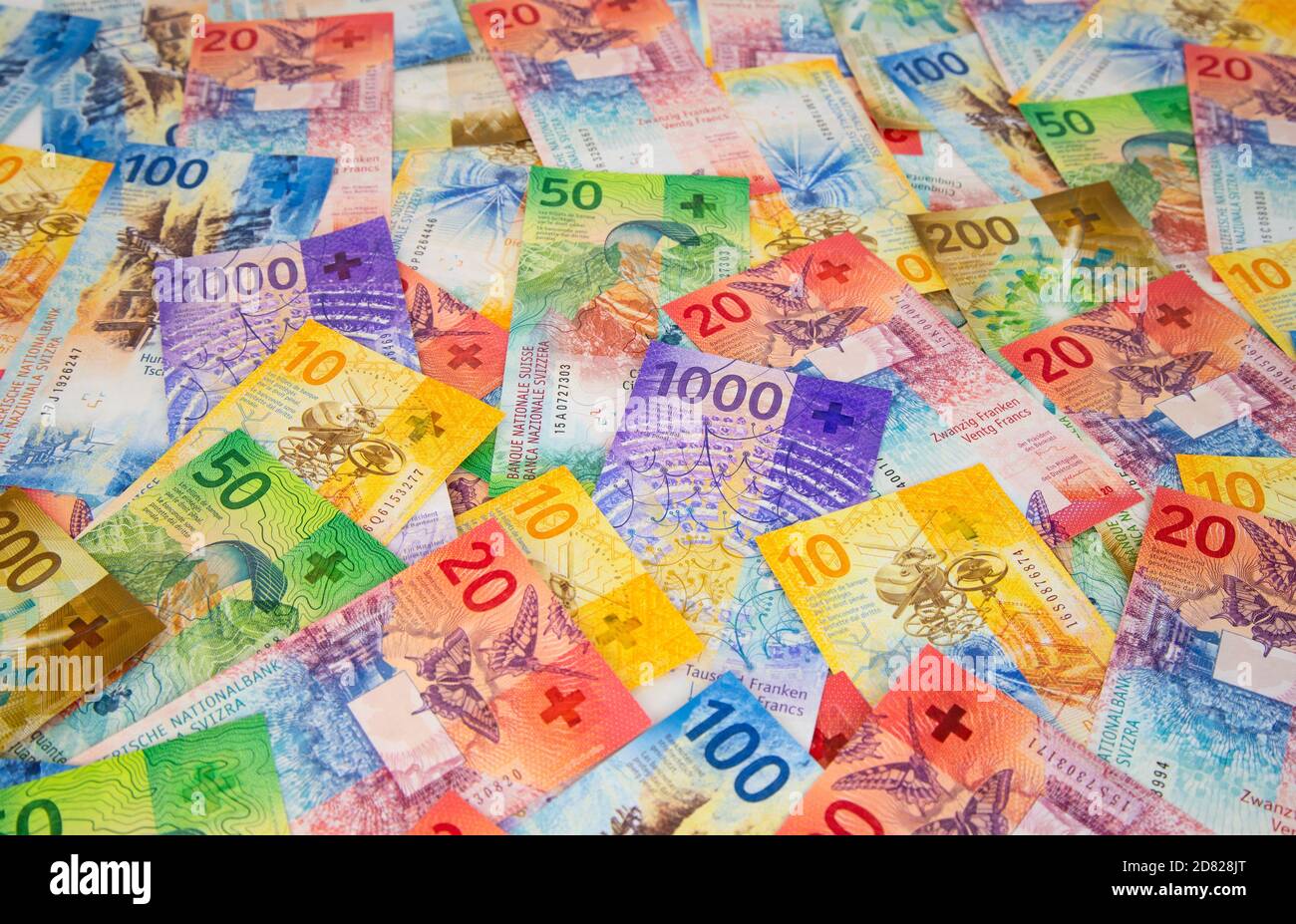 Collection of the new swiss banknotes (issued in 2017-2019 Stock Photo ...