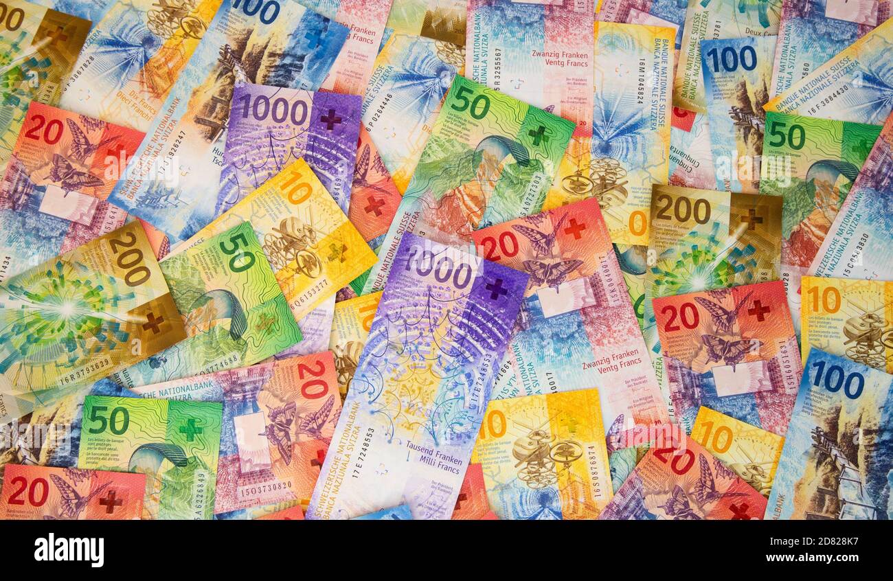 Collection of the new swiss banknotes (issued in 2017-2019 Stock Photo ...