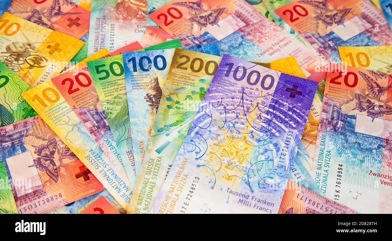 Collection of the new swiss banknotes (issued in 2017-2019 Stock Photo ...