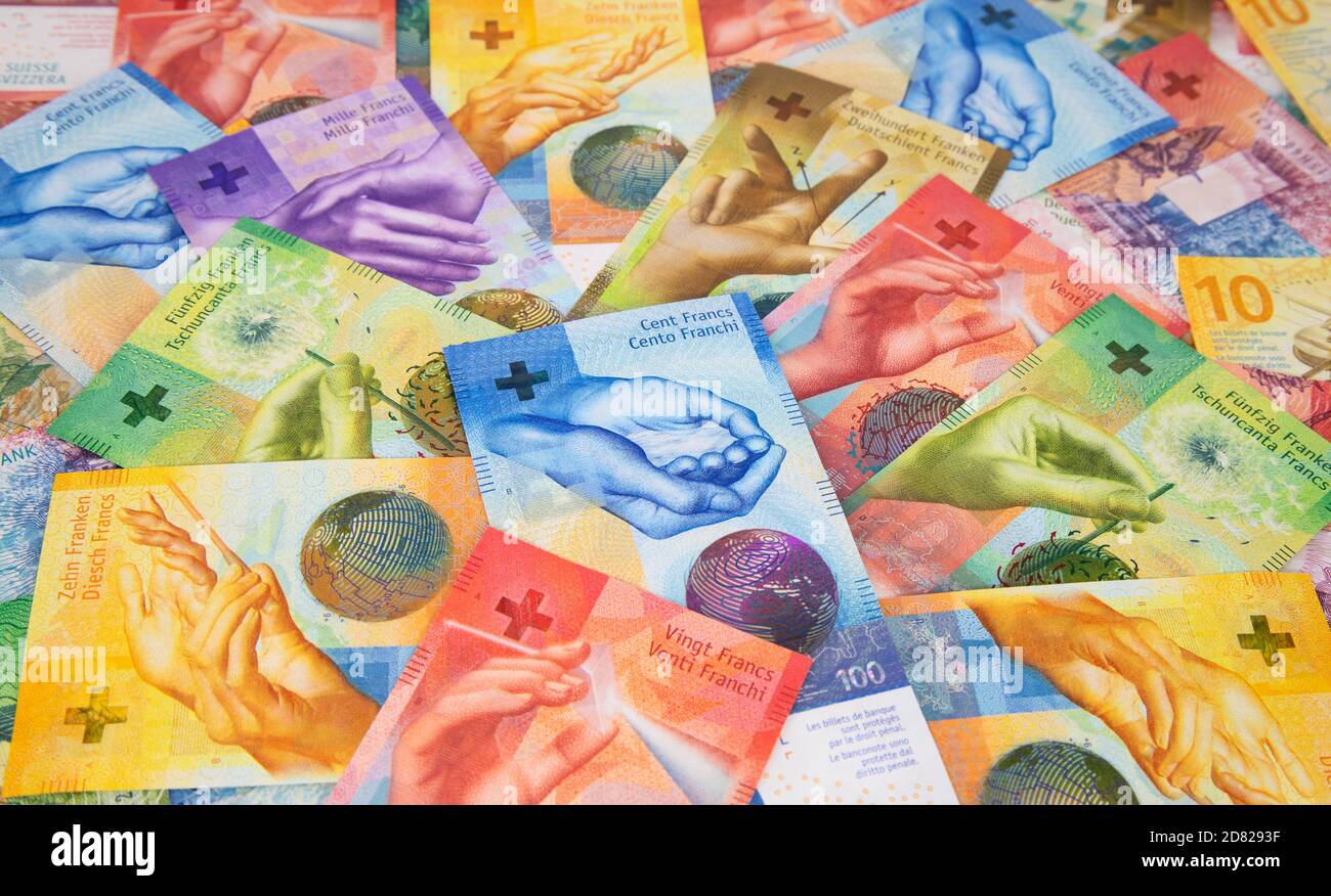 Collection of the new swiss banknotes (issued in 2017 Stock Photo - Alamy