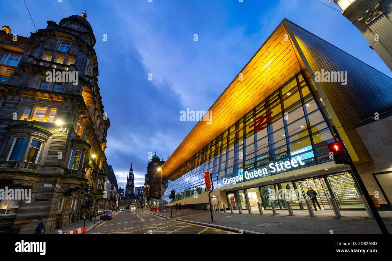 exterior-view-of-new-facade-of-glasgow-queen-street-station-in-glasgow