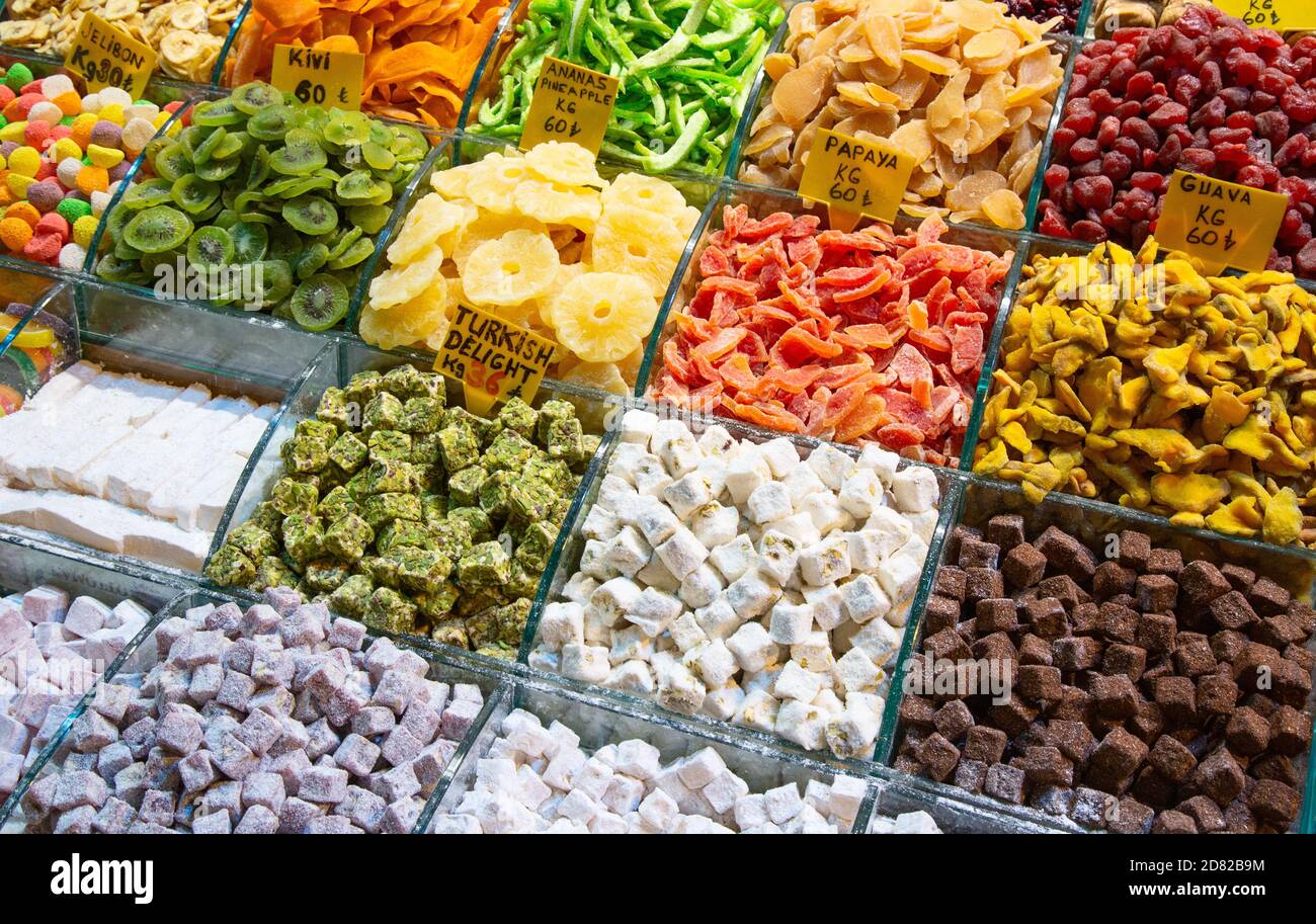 Famous turkish delights on the market Stock Photo Alamy