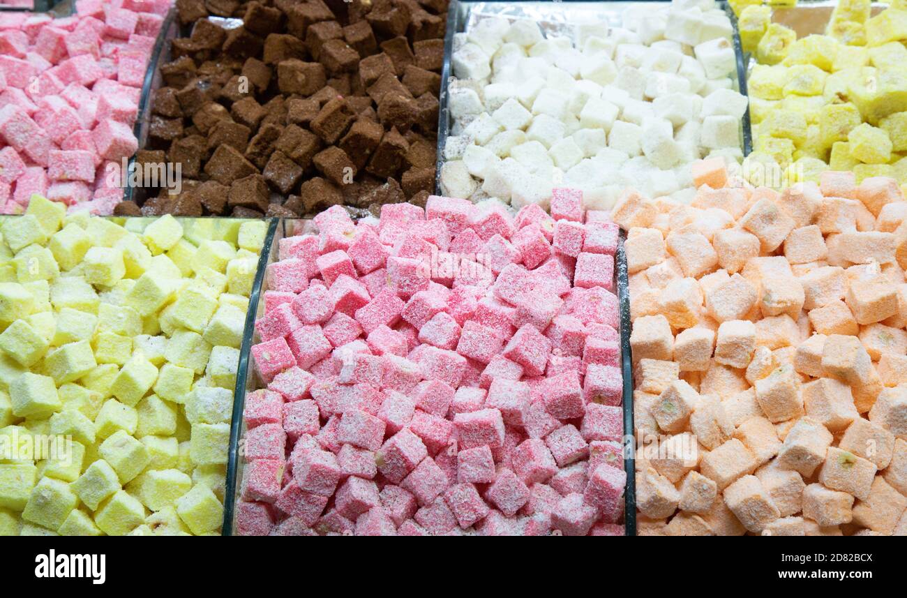 Famous turkish delights on the market Stock Photo Alamy