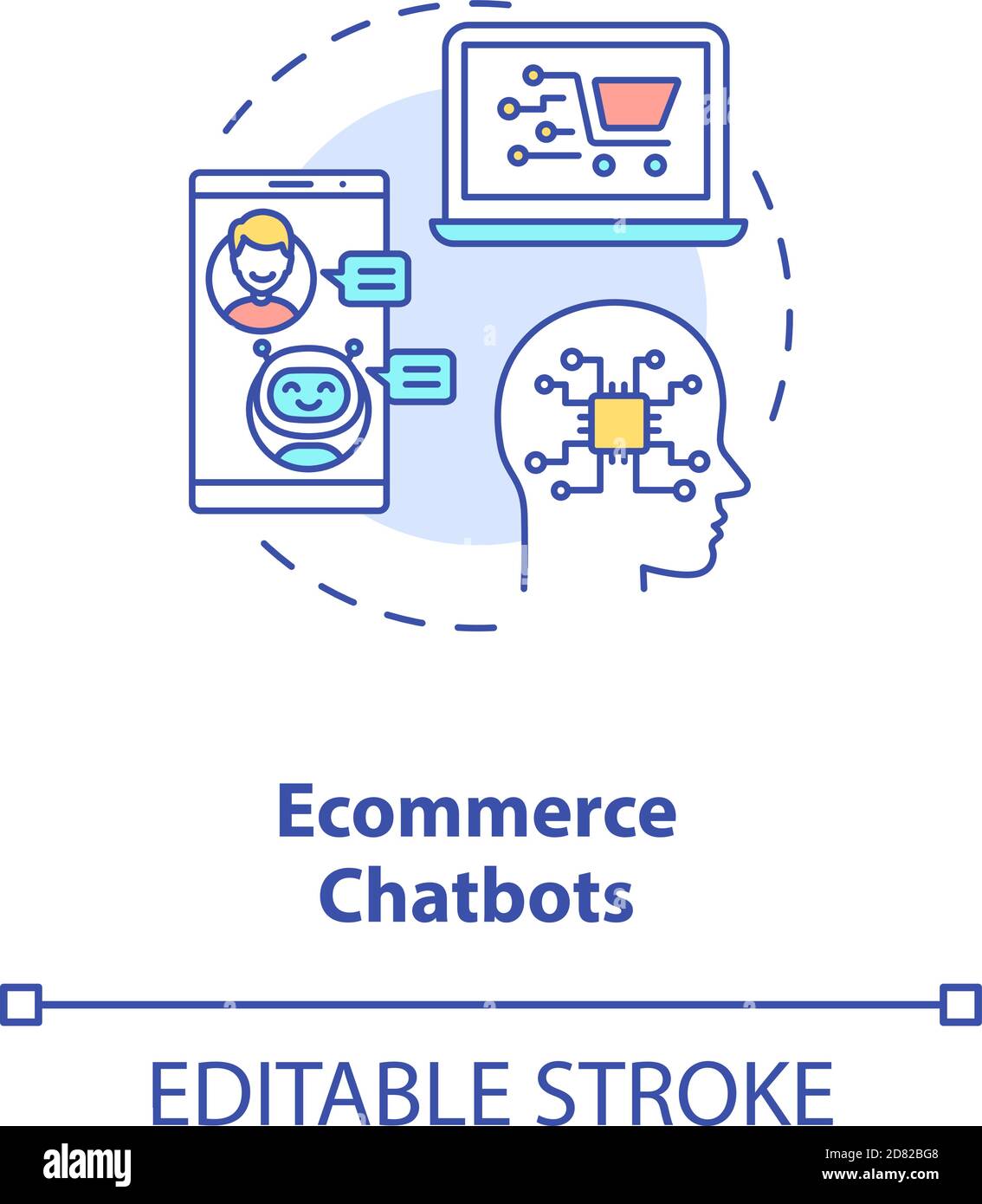 Ecommerce chatbots concept icon Stock Vector