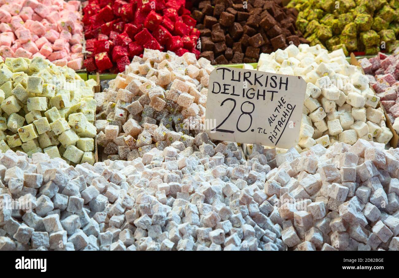 Famous turkish delights on the market Stock Photo Alamy