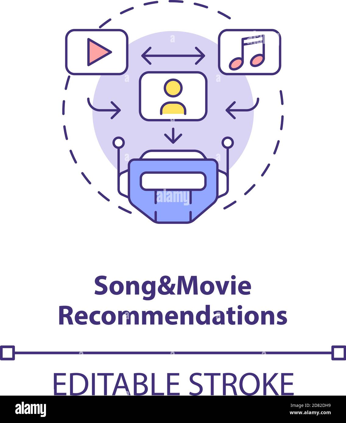 Song and movie recommendations concept icon Stock Vector