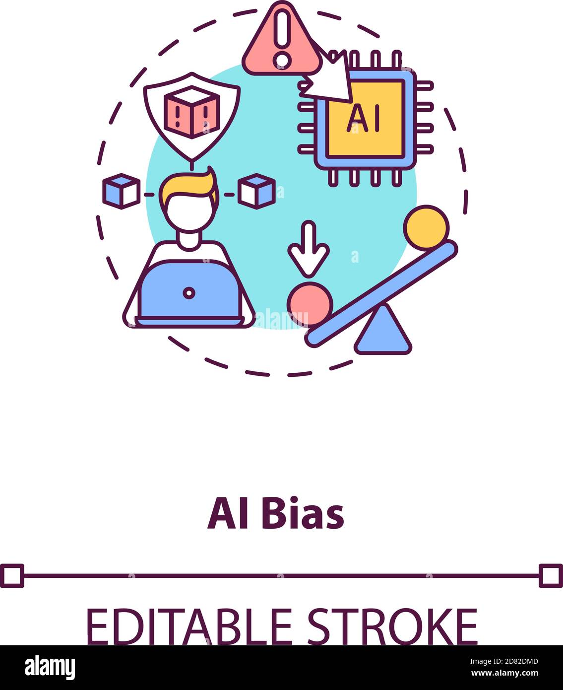 AI bias concept icon Stock Vector