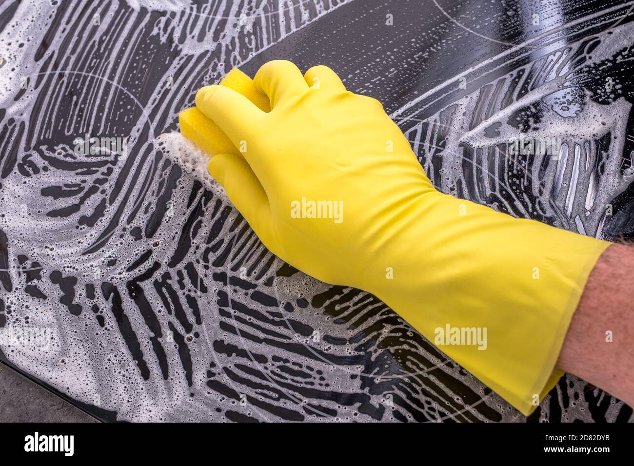 Cleaning the glass surface of the electric stove Stock Photo Alamy