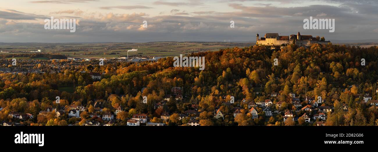 Autumnal view on Coburg, Germany at sunset with Veste Coburg (Coburg Castle) Stock Photo