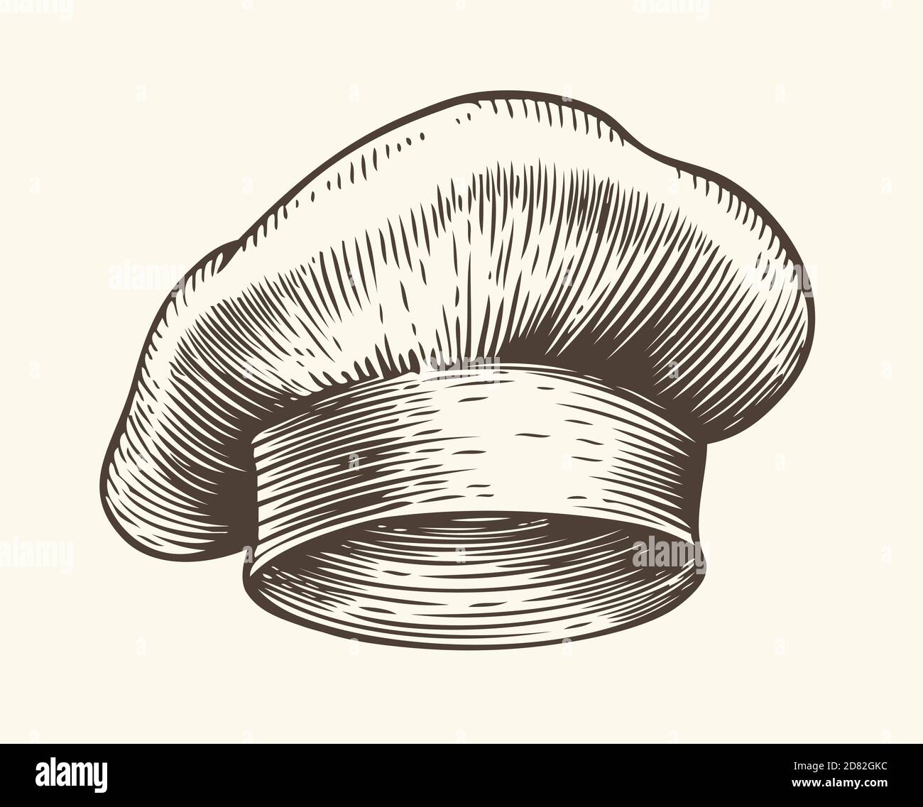 Chef hat sketch. Restaurant concept vintage vector illustration Stock