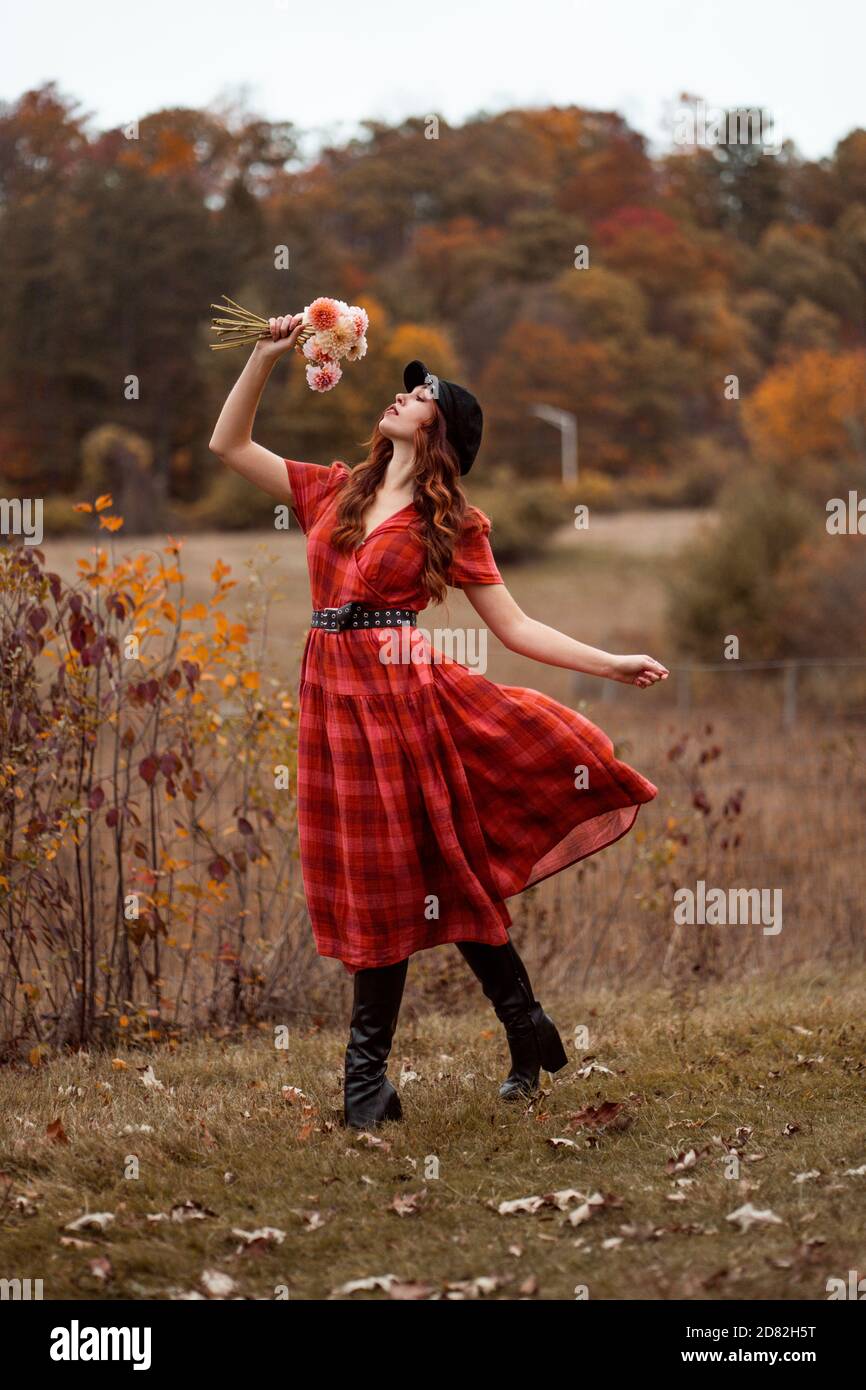 fall foliage dress Fall Leaves Floral Cream Dress