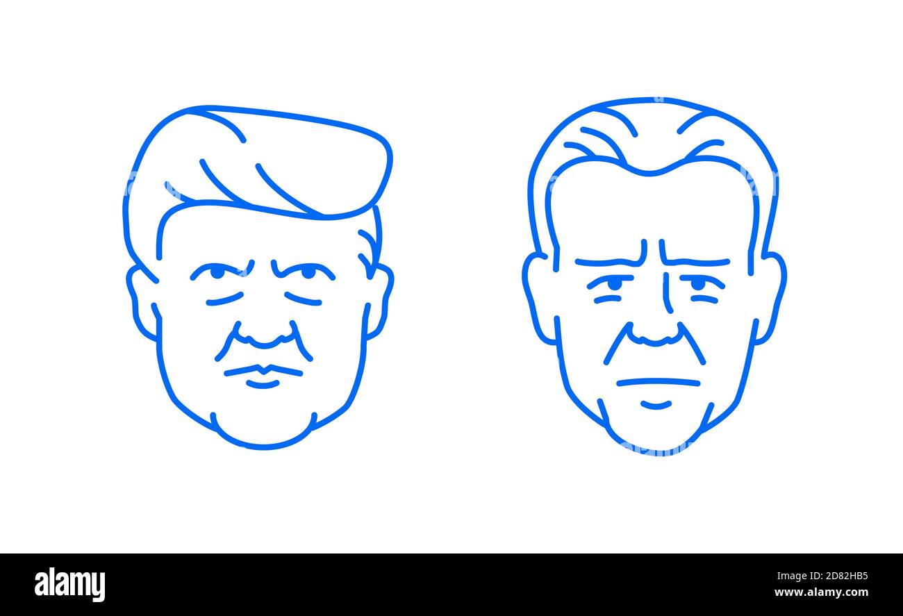 Donald Trump and Joe Biden outline portraits Stock Photo