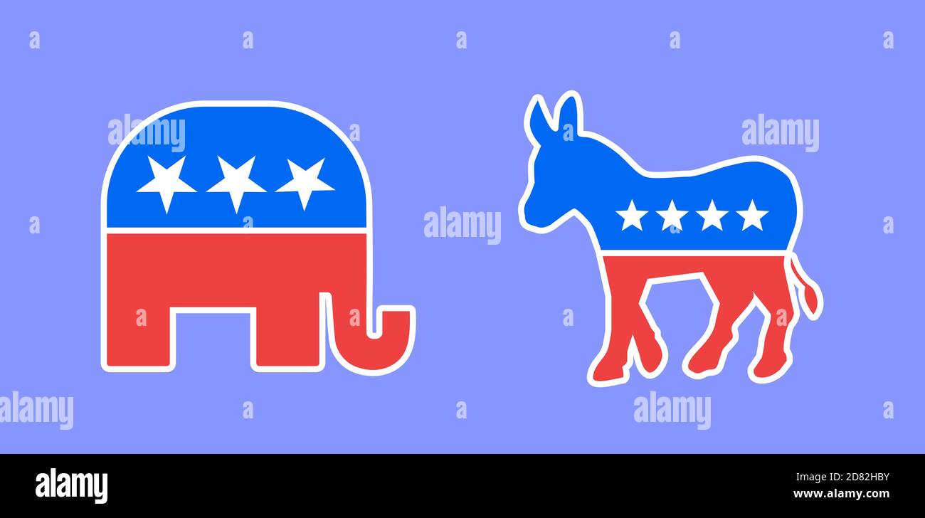 democrats and republicans presidential election logos Stock Photo