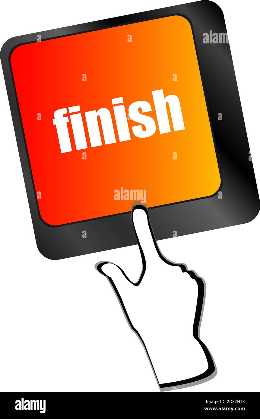 finish button on black internet computer keyboard Stock Photo