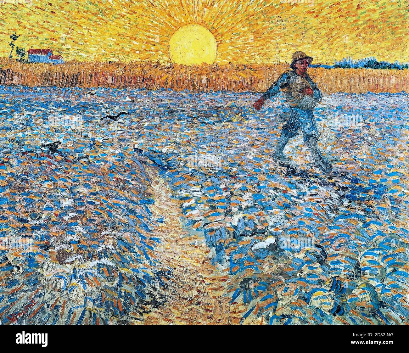 Title: The Sower Creator: Vincent van Gogh Date: 1888  Medium: Oil on canvas Location: Rijksmuseum Kroller-Muller, Otterlo Stock Photo